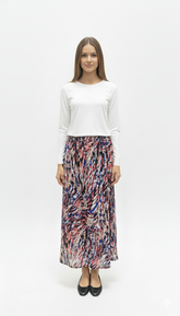 Modest Maxi Skirt Abstract Orange & Blue image 0