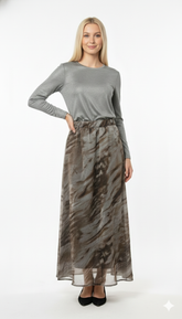 Modest Maxi Skirt Camo Brown & Silver image 0