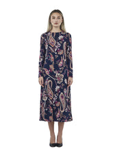 Modest Midi Dress Paisley Navy & Pink image 0