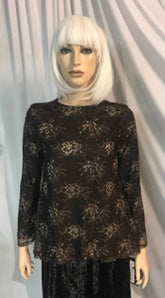Modest Top Black & Floral Lace Plus Size image 0