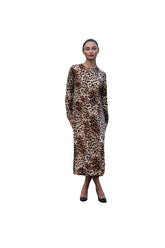 Modest Midi Dress Leopard Print image 0