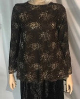 Modest Top Black & Floral Lace Plus Size image 0