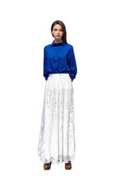 Modest Maxi Skirt White Lace image 0