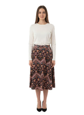 Modest Sienna & Black Floral A-Line Midi Skirt image 0