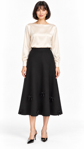 Bow Detail Knit Midi Skirt