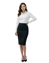 Modest Midi Skirt Basic Black Cotton image 0