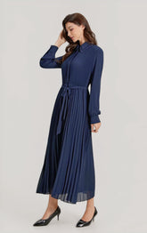 Navy Royal Pleated Midi Dress image 0