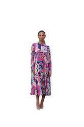 Modest Midi Dress Modern Floral Pink & Fuchsia image 0