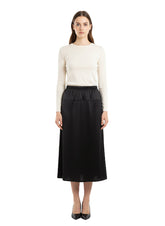 Black Sheen Modest Midi Skirt – 28" Length With Yoke image 0