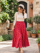 Floral Maxi Skirt with Gathered Waist