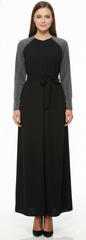 Modest Robe Front Zipper Solid Black & Gray Sparkle Sleeve image 0