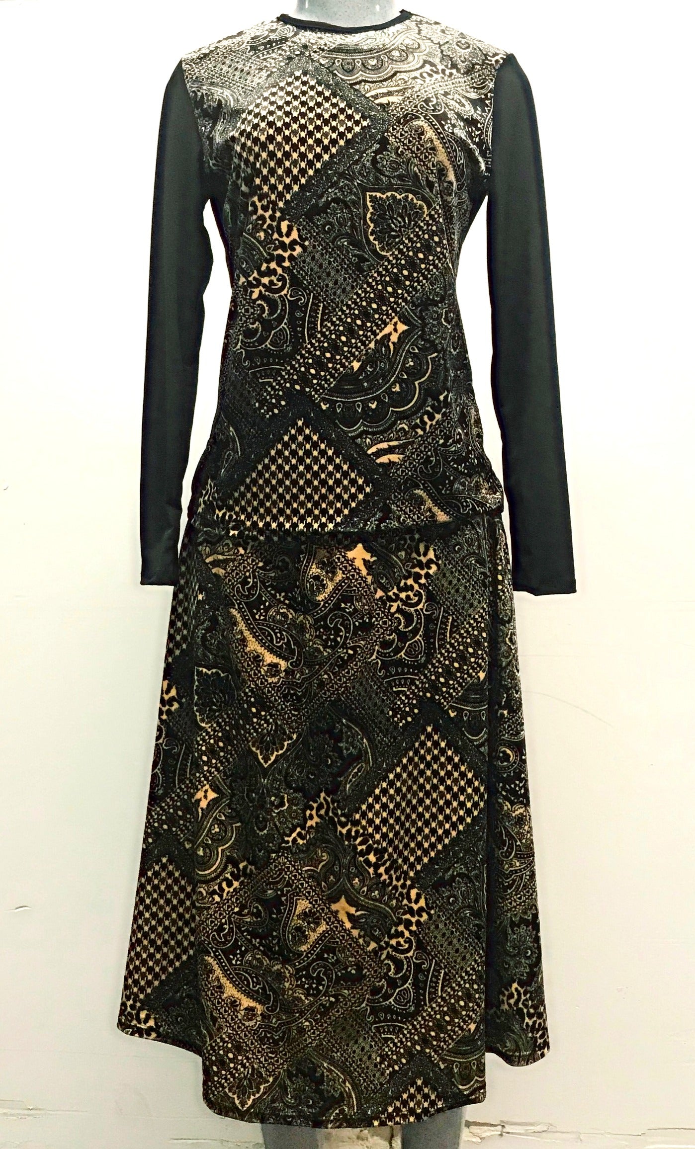 Modest Skirt Midi Velvet Mixed Print B Plus Size image 0