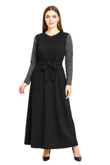 Modest Robe Front Zipper Black Sparkle & Gray Sparkle Sleeve image 0