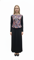 Modest Top Black with Abstract Orange & Blue image 0