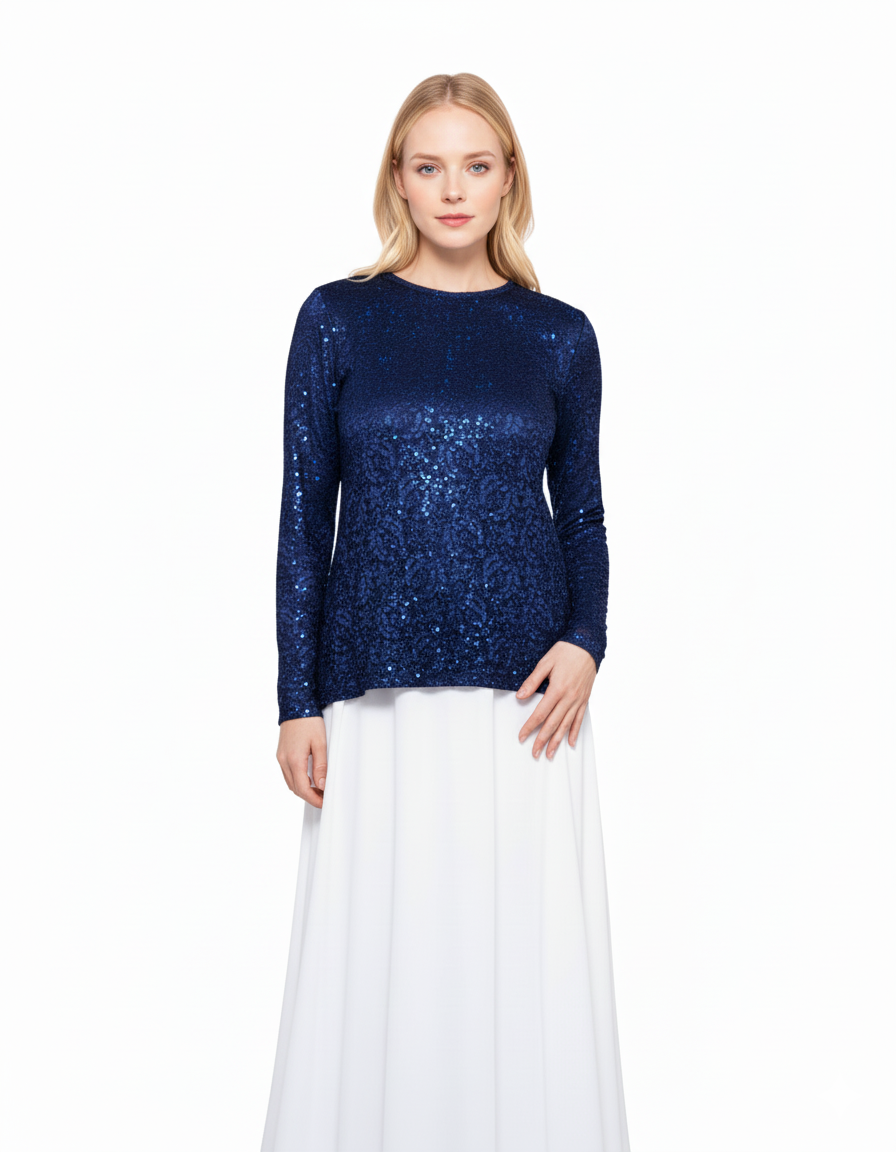 Modest Top Navy Lace image 0