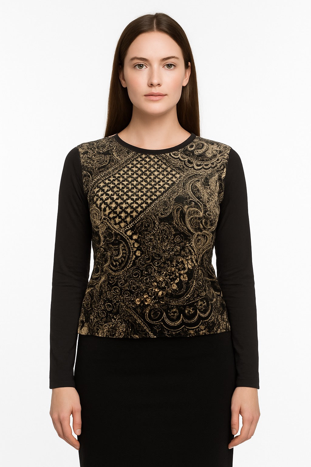 Modest Top Velvet Mixed Print image 0