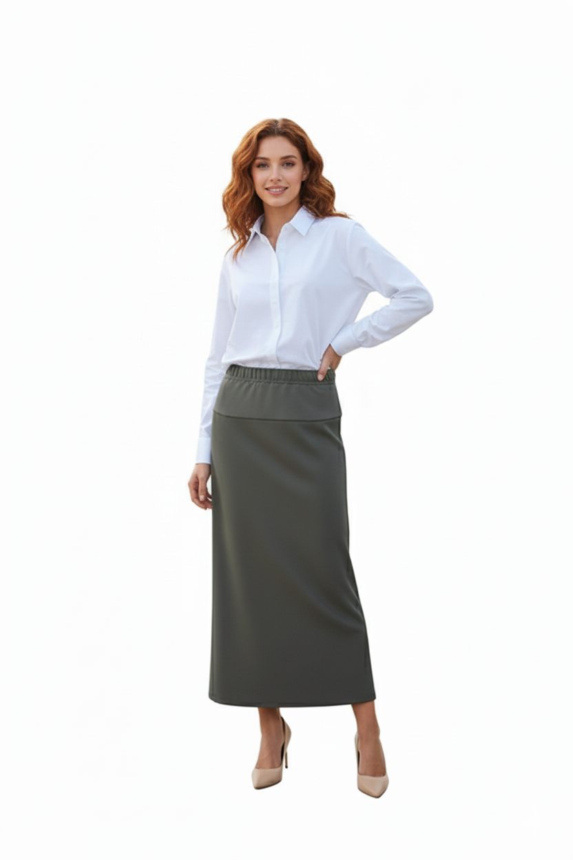 Modest Basic Yoke Skirt Plus Size - 2 Lengths / 4 Colors image 6