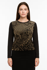 Modest Top Velvet Mixed Print Plus Size image 0