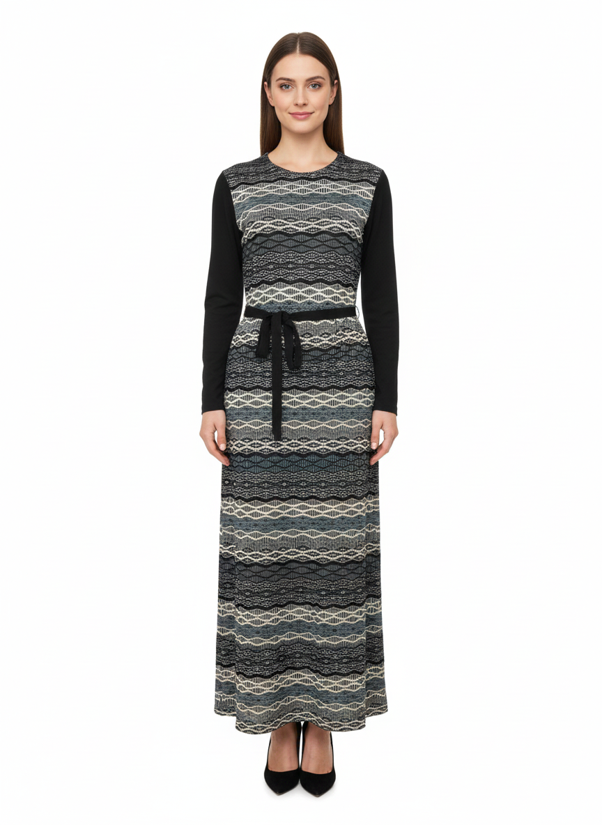 Modest Maxi Classic Geometric Knit Dress image 0