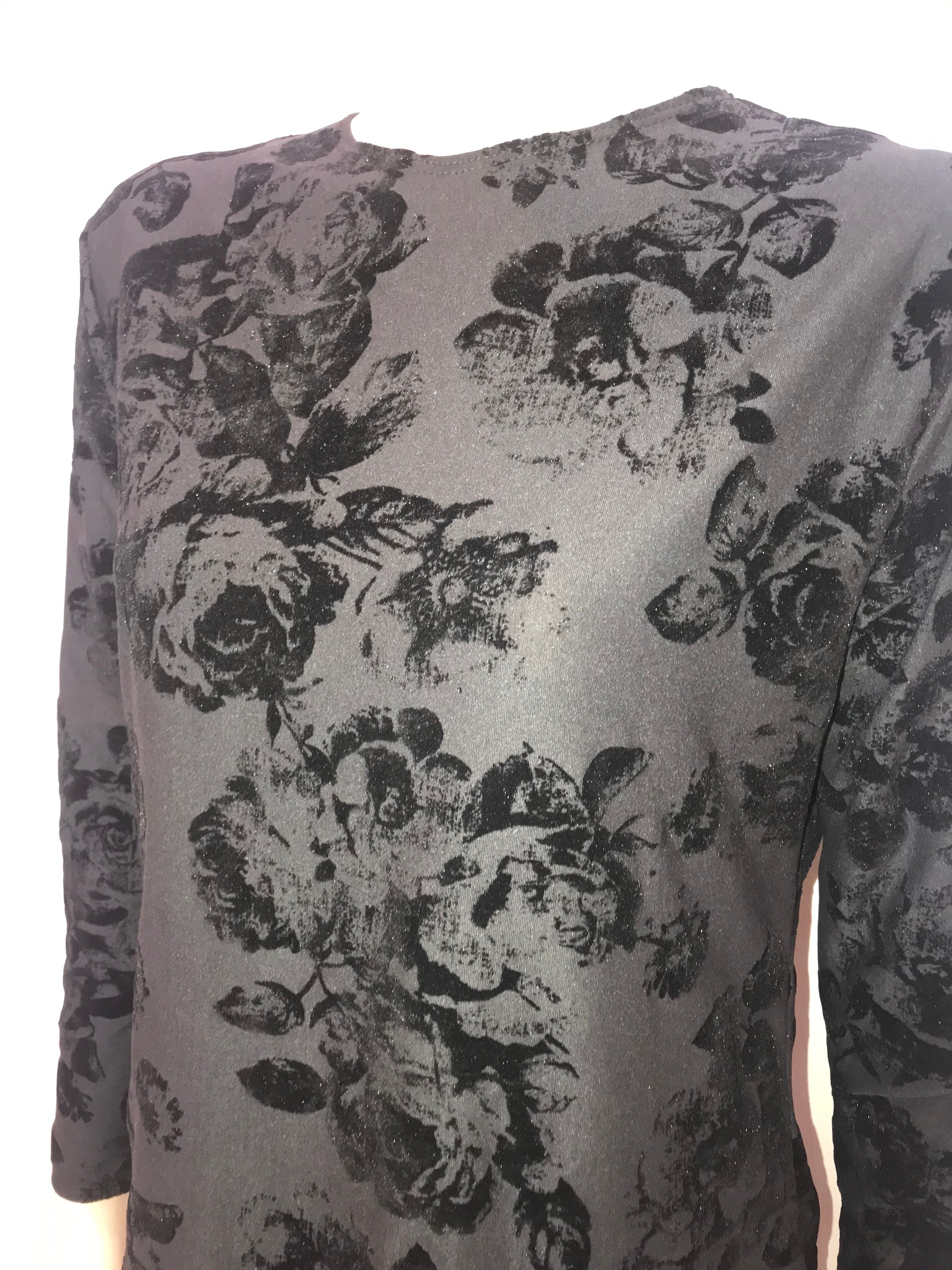 Modest Top Black Velvet Floral image 1