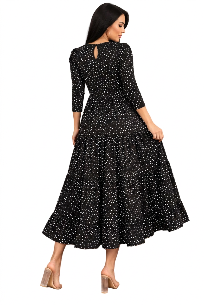 maxi dress black polka dot plus size back
