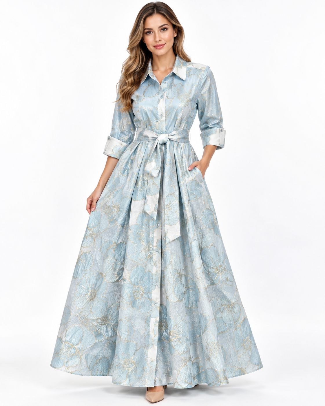 Floral Sky Print Maxi Dress