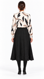 Black Fringe Detail Knit Midi Skirt
