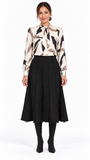 Black Fringe Detail Knit Midi Skirt