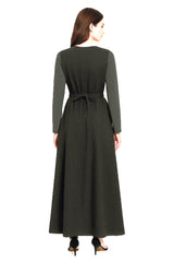 Modest Robe Front Zipper Black Sparkle & Gray Sparkle Sleeve Plus Size image 2
