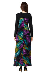 Modest Robe Front Zipper Solid Black with Multicolor Brushstrokes image 1