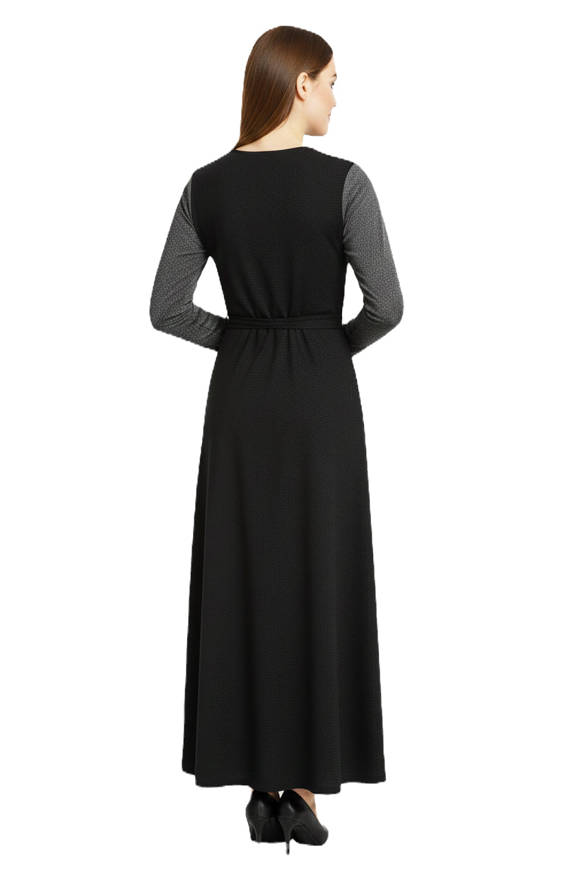 Modest Robe Front Zipper Black Sparkle & Gray Sparkle Sleeve image 2