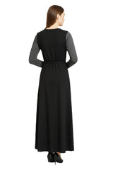 Modest Robe Front Zipper Black Sparkle & Gray Sparkle Sleeve image 2