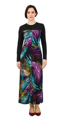 Modest Robe Front Zipper Solid Black with Multicolor Brushstrokes image 0