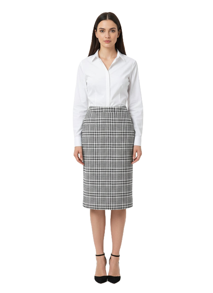 Modest Midi Skirt Plaid Plus Size image 0