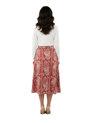Modest Rust Floral A-Line Midi Skirt image 1