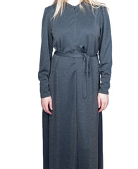 Modest Robe Front Zipper Gray Solid Plus Size image 0