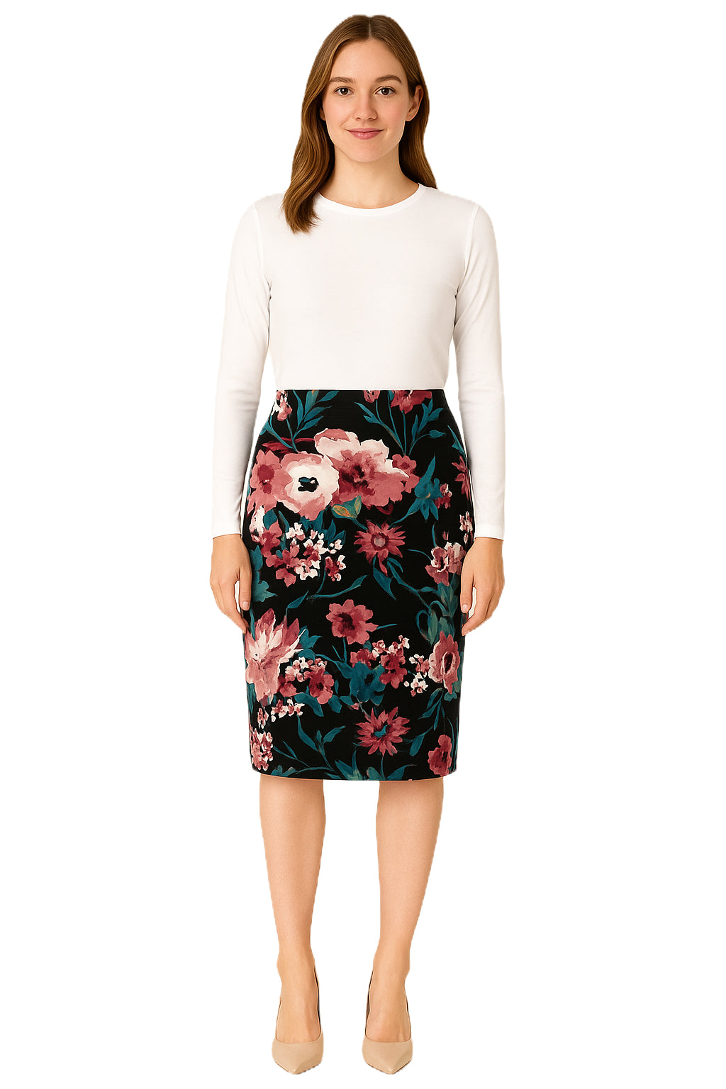Modest Midi Skirt Floral Plus Size image 0