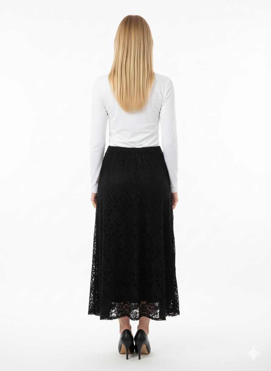 Modest Maxi Skirt Black Lace Plus Size image 1