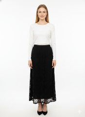 Modest Maxi Skirt Black Lace Plus Size image 0