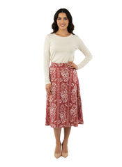 Modest Rust Floral A-Line Midi Skirt image 0