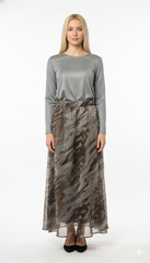 Modest Maxi Skirt Camo Brown & Silver Plus Size image 2