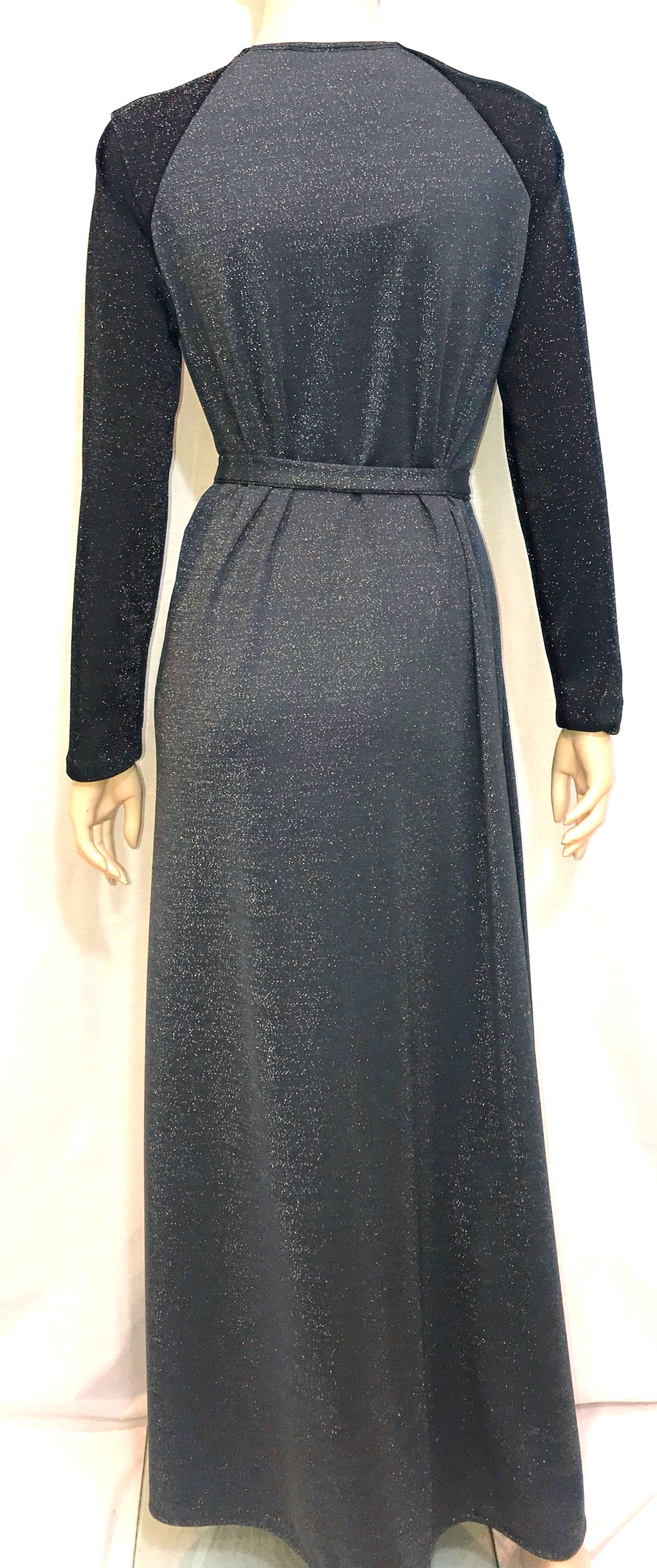 Modest Robe Front Zipper Gray Sparkle & Black Sparkle Sleeve image 1