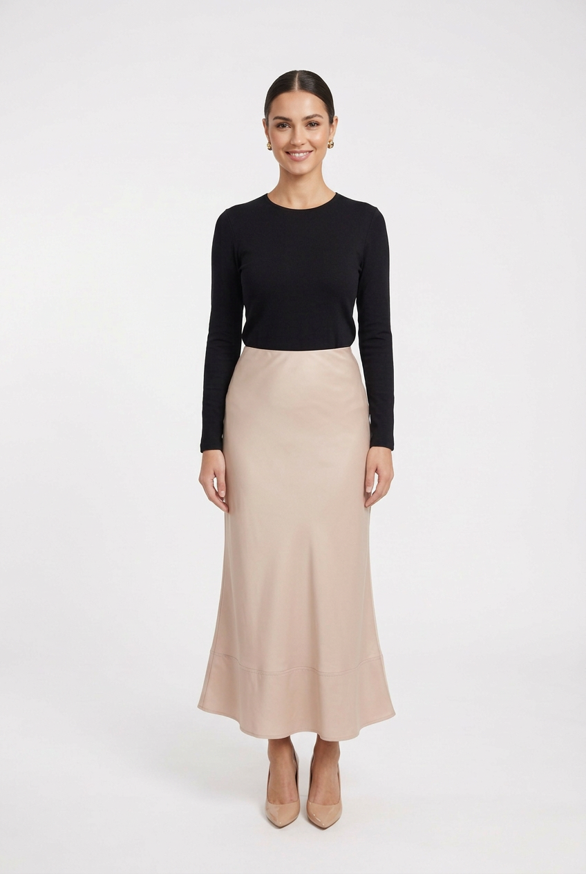 High-Waisted Satin Maxi Skirt