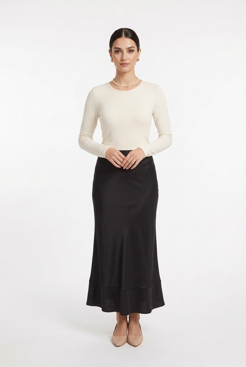High-Waisted Satin Maxi Skirt