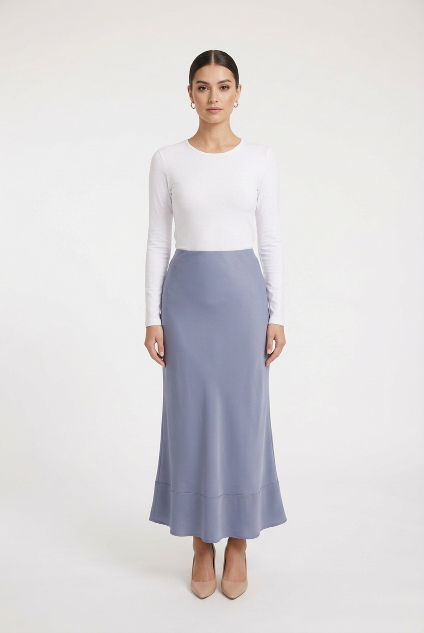 High-Waisted Satin Maxi Skirt
