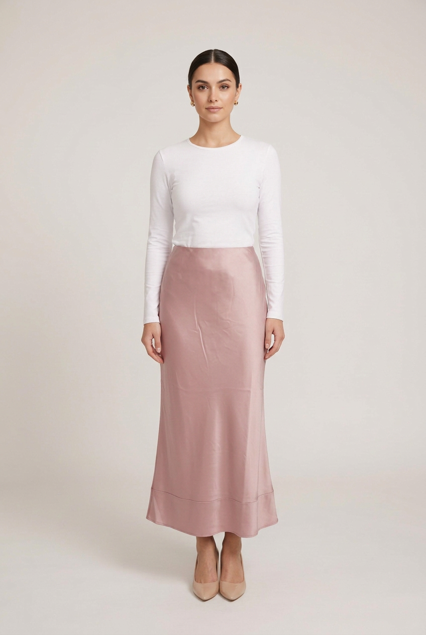 High-Waisted Satin Maxi Skirt